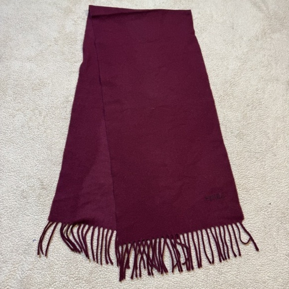 Fendi Scarf Womens Wool Fringe Designer Italy Soft Winter Accessory Shawl Wrap